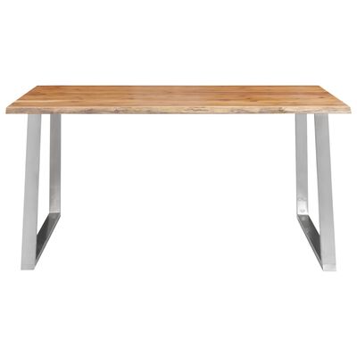 vidaXL Jedálenský stôl 160x80x75 cm masívne akáciové drevo a nehrdzavejúca oceľ