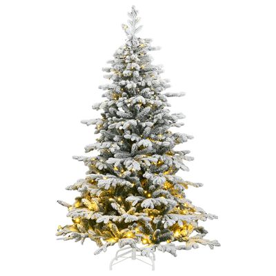 vidaXL Umelý výklopný vianočný stromček 300 LED a snehové vločky 210cm