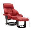 vidaXL Skl&aacute;pacie TV kreslo s podnožkou, červen&eacute;, umel&aacute; koža