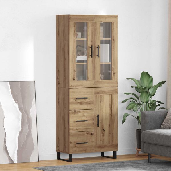 vidaXL Highboard so z&aacute;suvkou 2 pcs Remeseln&yacute; dub Kompozitn&eacute; drevo