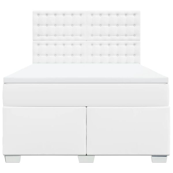 vidaXL Boxspring posteľ s matracom biela 140x200 cm umel&aacute; koža