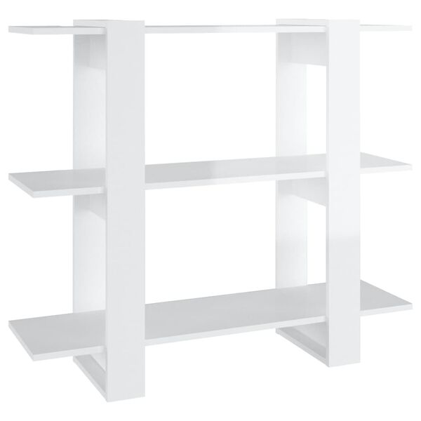 vidaXL Knižnica/deliaca stena lesklá biela 100x30x87 cm