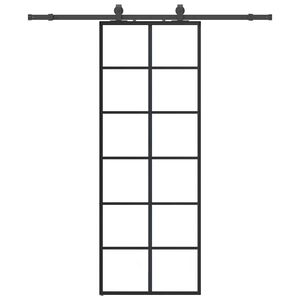 vidaXL Posuvn&eacute; dvere s kovan&iacute;m čierne 76x205 cm ESG sklo