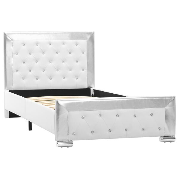 vidaXL Posteľný rám, biely, umelá koža 90x200 cm