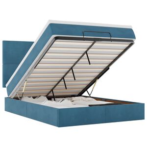 vidaXL osmanská posteľ s matracmi a LED diódami tmavomodrá zamat