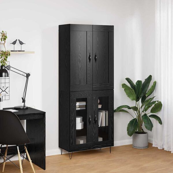 vidaXL Highboard Čierny dub 69,5 x 34 x 180 cm Kompozitn&eacute; drevo