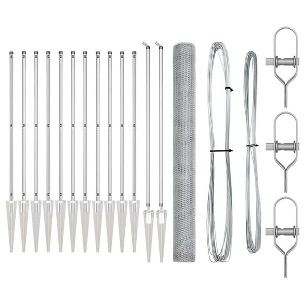 vidaXL Stĺp na plot. Strieborn&aacute; 25 x 1,6 m (25 mm mriežka) Oceľ