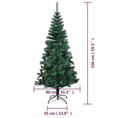 vidaXL Umelý vianočný stromček s farebnými vetvičkami zelený 150cm PVC