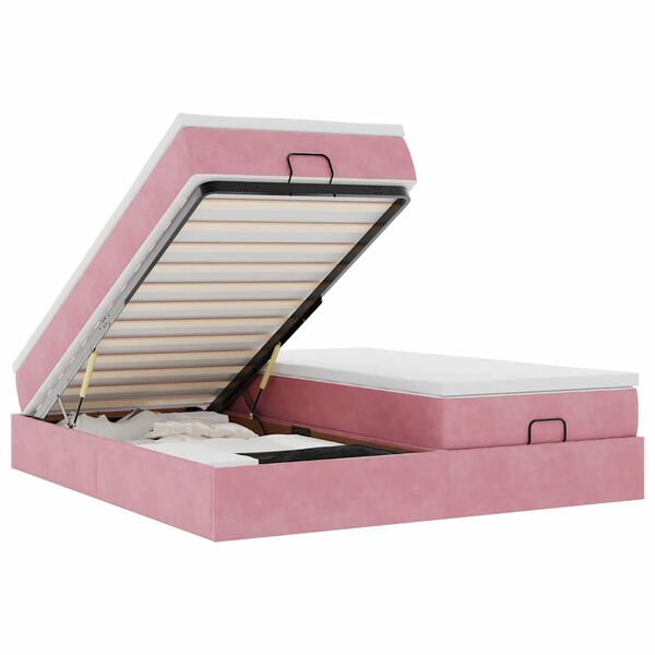 vidaXL Osmansk&yacute; r&aacute;m postele s matracmi ružov&aacute; 160x200 cm zamat