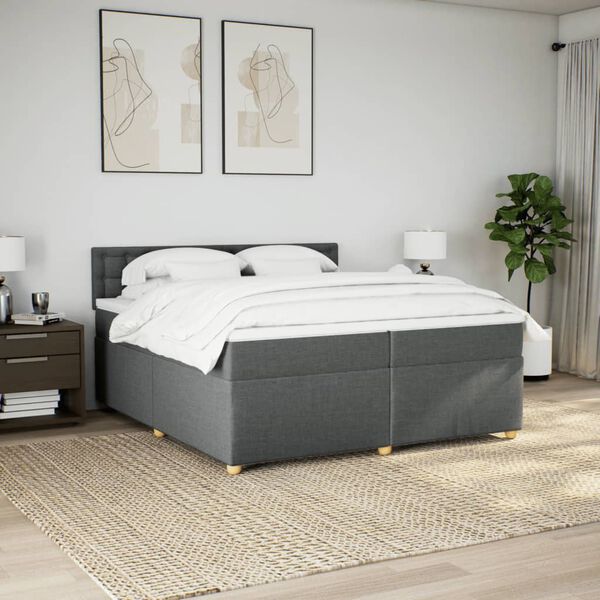vidaXL Boxspring posteľ s matracom tmavosiv&aacute; 200x200 cm l&aacute;tka
