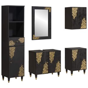 vidaXL Set kabinetov do k&uacute;peľne 5 ks Čierna 62 x 33 x 58 cm