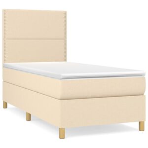 vidaXL Posteľn&yacute; r&aacute;m boxspring s matracom kr&eacute;mov&yacute; 90x190 cm l&aacute;tka