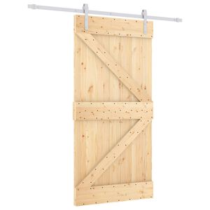vidaXL Posuvn&eacute; dvere 100 x 210 cm Borovicov&yacute; mas&iacute;v Pr&iacute;rodn&aacute; a biela
