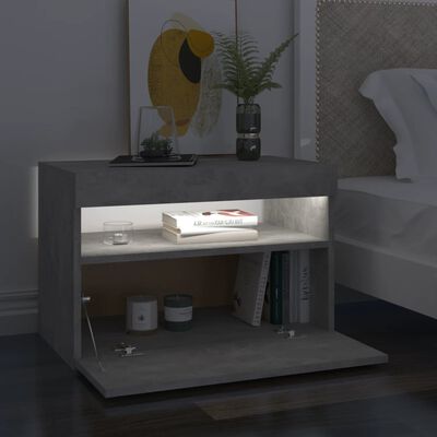 vidaXL Nočný stolík a LED svetlá betónovosivý 60x35x40 cm