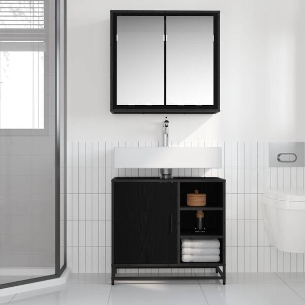 vidaXL Sada k&uacute;peľňov&eacute;ho n&aacute;bytku 2 pcs Čierny dub Kompozitn&eacute; drevo