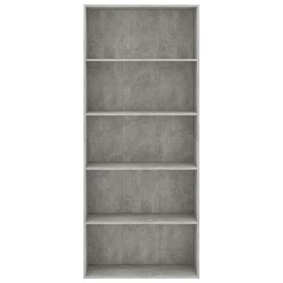 vidaXL Knižnica, 5 políc, betónovo sivá 80x30x189 cm, kompozitné drevo