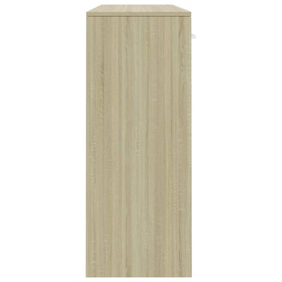 vidaXL Komoda, biela a dub sonoma 110x30x75 cm, kompozitné drevo