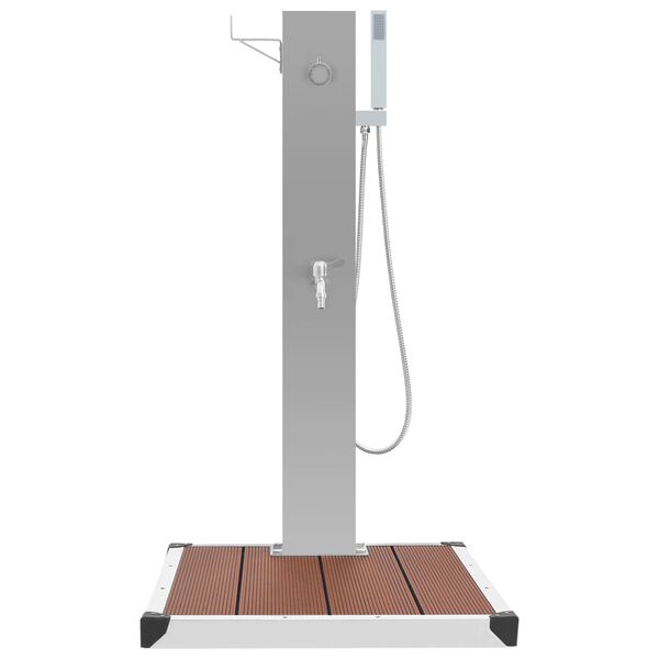 vidaXL Vonkajšia sprcha s vaničkou, WPC, nehrdzavejúca oceľ