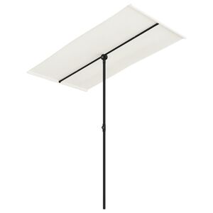 vidaXL Z&aacute;hradn&yacute; slnečn&iacute;k s hlin&iacute;kovou tyčou 180x110 cm, pieskovo biely