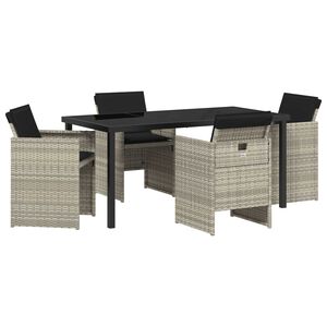 vidaXL Z&aacute;hradn&yacute; jed&aacute;lensk&yacute; set 5 pcs Svetlosiv&aacute; polyratan