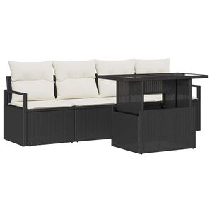 vidaXL S&uacute;prava z&aacute;hradn&yacute;ch pohoviek s &uacute;ložiskom 5 pcs Čierna Poly ratan