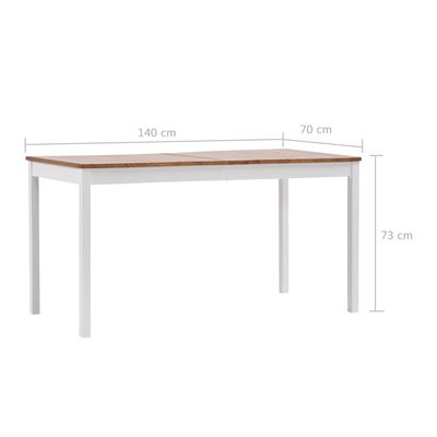 vidaXL Jedálenský stôl, biely a hnedý 140x70x73 cm, borovicové drevo