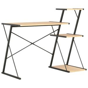 vidaXL St&ocirc;l s poličkami, čierna a dubov&aacute; farba 116x50x93 cm