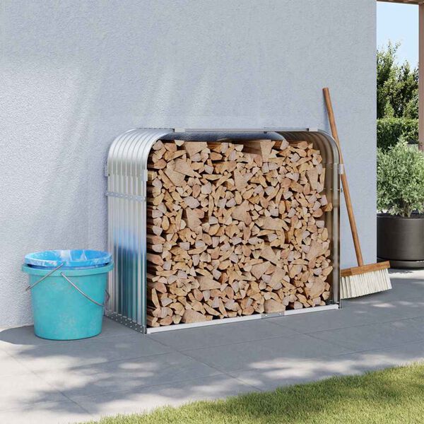 vidaXL Držiak na polen&aacute; strieborn&yacute; 120x45x100 cm pozinkovan&aacute; oceľ