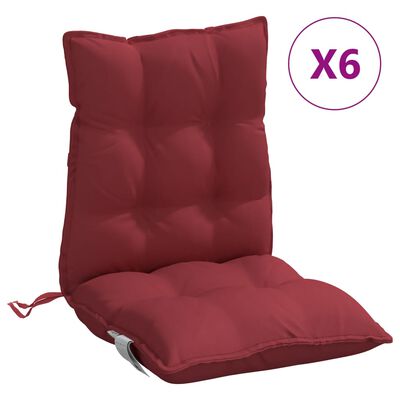 vidaXL Podložky na stoličky nízke operadlo 6 ks vínové oxfordská látka