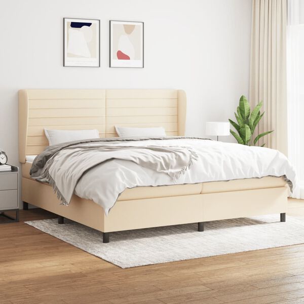 vidaXL Boxspring posteľ s matracom kr&eacute;mov&aacute; 200x200 cm l&aacute;tka
