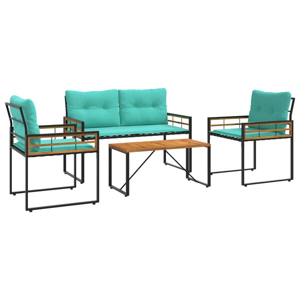 vidaXL Záhradný nábytok s vankúšom 4 pcs Tyrkysová