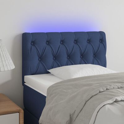 vidaXL Čelo postele s LED modré 80x7x78/88 cm látka