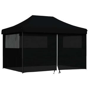vidaXL Skladac&iacute; pop-up p&aacute;rty stan so 4 bočn&yacute;mi stenami čierny