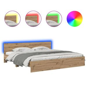 vidaXL R&aacute;m postele Remeseln&yacute; dub 200 x 200 cm Kompozitn&eacute; drevo