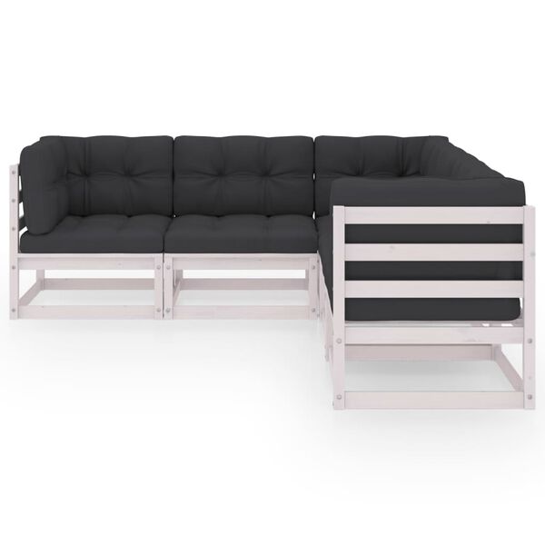 vidaXL 5-dielna záhradná súprava s podložkami, borovicový masív