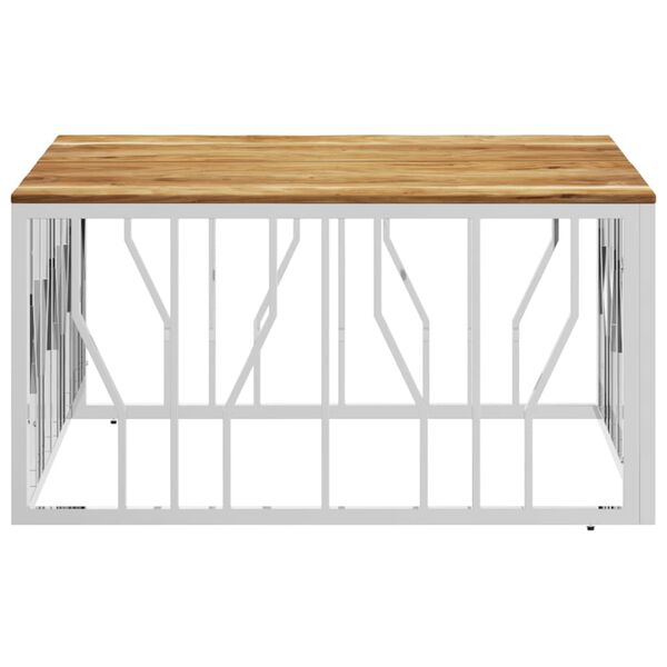 vidaXL Konferenčn&yacute; stol&iacute;k strieborn&yacute; nerezov&aacute; oceľ a ak&aacute;ciov&yacute; mas&iacute;v