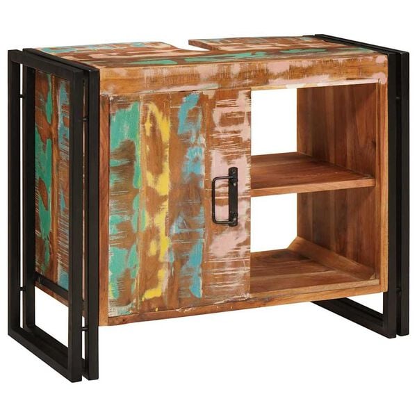 vidaXL Skrinka pod um&yacute;vadlo Viacfarebn&yacute; Mas&iacute;vne obnoven&eacute; drevo