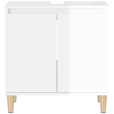 vidaXL Umývadlová skrinka lesklá biela 58x33x60 cm kompozitné drevo