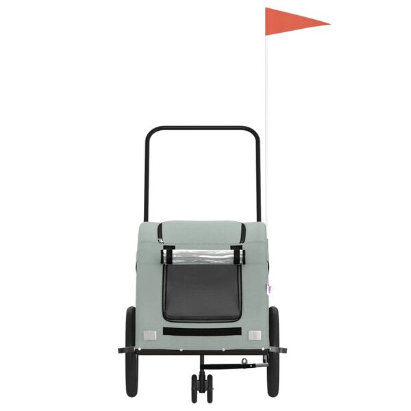 vidaXL Cyklovozík pre zvieratá, sivý, oxfordská látka, železo