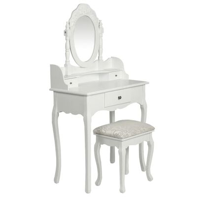 vidaXL Toaletný stolík so zrkadlom a stoličkou, biely