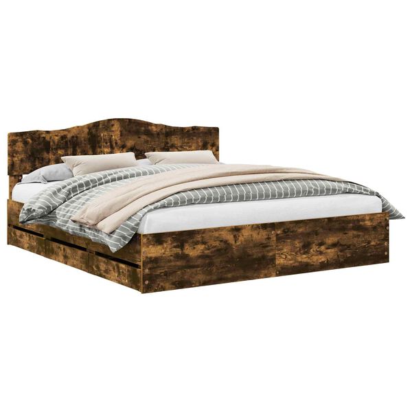 vidaXL R&aacute;m postele Dymov&aacute; dub 180 x 200 cm Inžinierske drevo