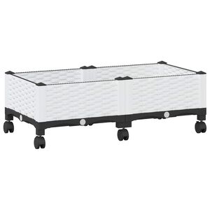 vidaXL Z&aacute;hradn&yacute; črepn&iacute;k s kolieskami Biela 80 x 40 x 33 cm PP