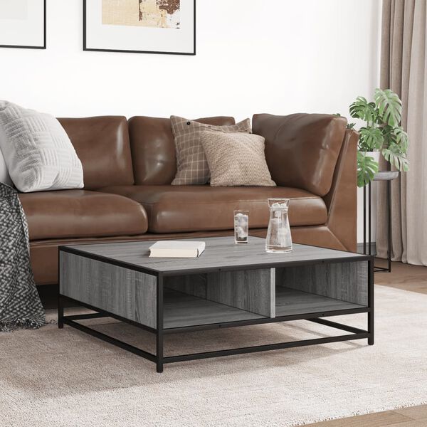 vidaXL Konferenčn&yacute; stol&iacute;k siv&aacute; sonoma 80x80x30 cm kompozitn&eacute; drevo kov