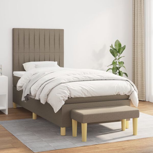 vidaXL Posteľn&yacute; r&aacute;m boxspring s matracom sivohned&yacute; 90x190 cm l&aacute;tka