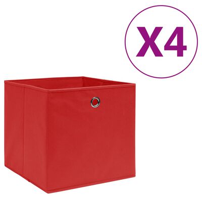 vidaXL Úložné boxy 4 ks, netkaná textília 28x28x28 cm, červené