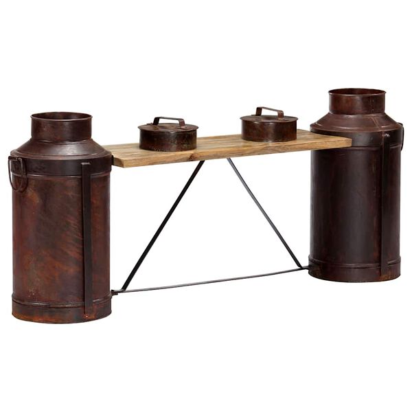 vidaXL Lavička s kanvicami na mlieko 150x33x64 cm mas&iacute;vne mangovn&iacute;kov&eacute; drevo