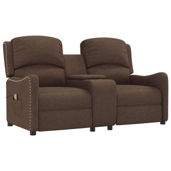 vidaXL 2-miestne sklápacie masážne kreslo+držiaky na poháre, hnedé