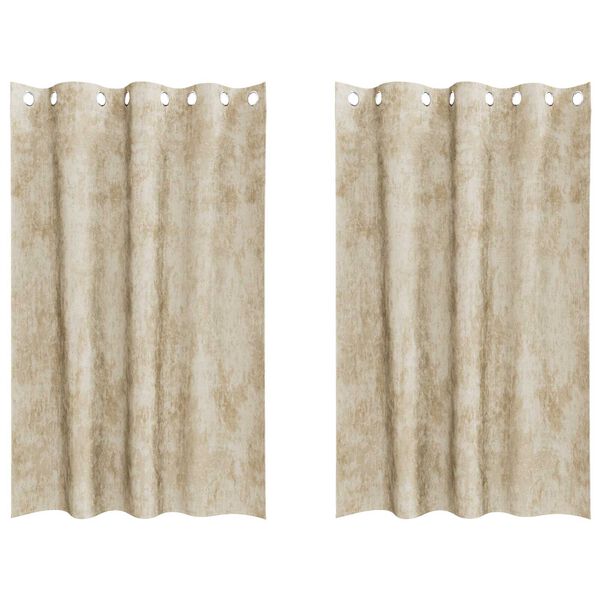 vidaXL Sametov&eacute; z&aacute;vesy so z&aacute;clonami 2 pcs Kr&eacute;mov&aacute; 175 x 140 cm Zamat