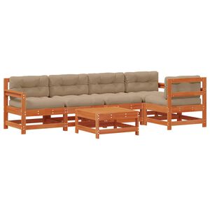 vidaXL Z&aacute;hradn&yacute; lounge set 6 pcs Voskov&aacute; Hned&aacute; Mas&iacute;vna borovica