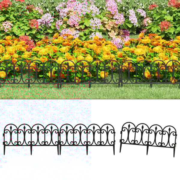 vidaXL Obruba tr&aacute;vnika 17 ks čierna 10 m PP